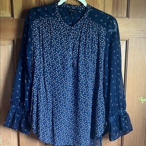 Lucky Brand Dark Blue Floral Blouse